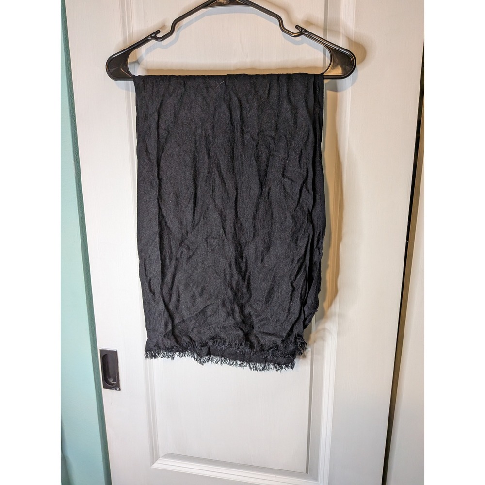 Unbranded Black Herringbone Fringed Lightweight Wrap Scarf Rectangular Shawl